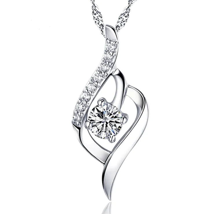 Zircon Pendant with S925 Sterling Silver Necklace