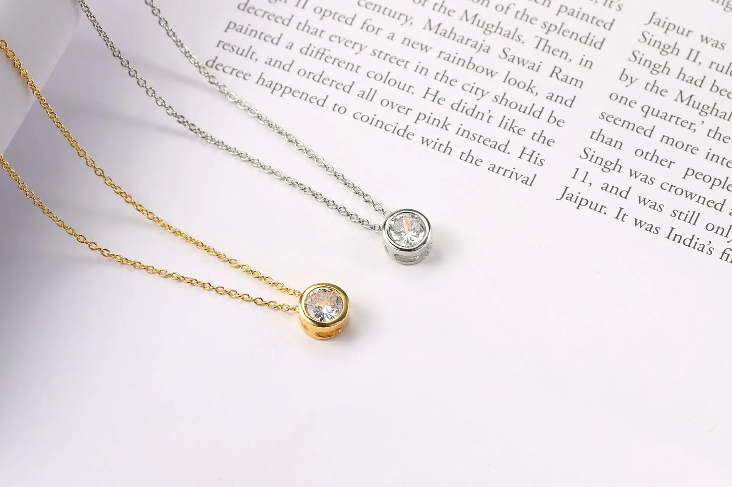 Minimalist Gold Plated Single Zirconia Necklace
