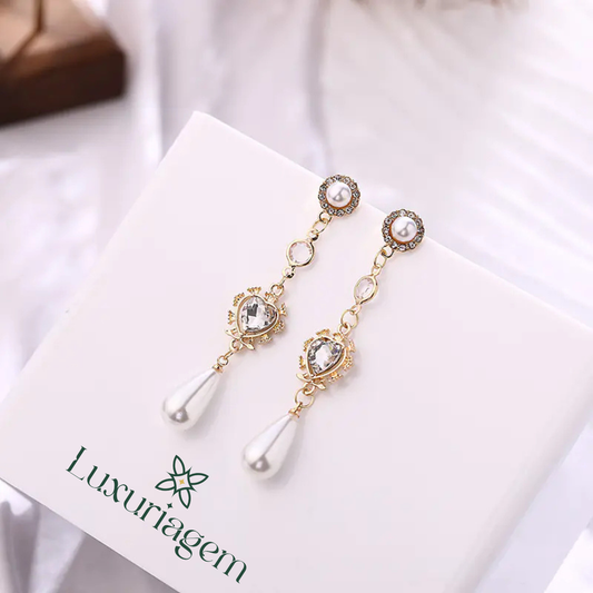 925 Silver Heart Pearl Earrings with Zircon