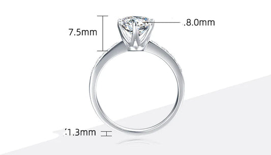 Moissanite S925 Silver Classic White Gold Ring