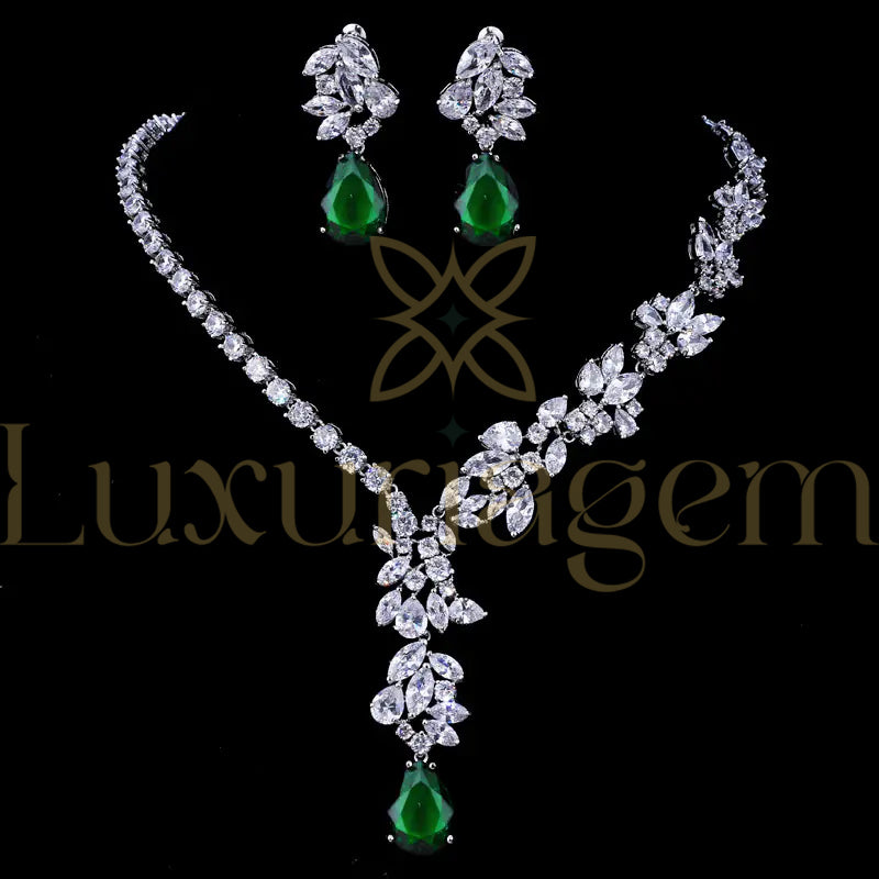 Elegant Bridal Jewelry Set with Teardrop Zirconia