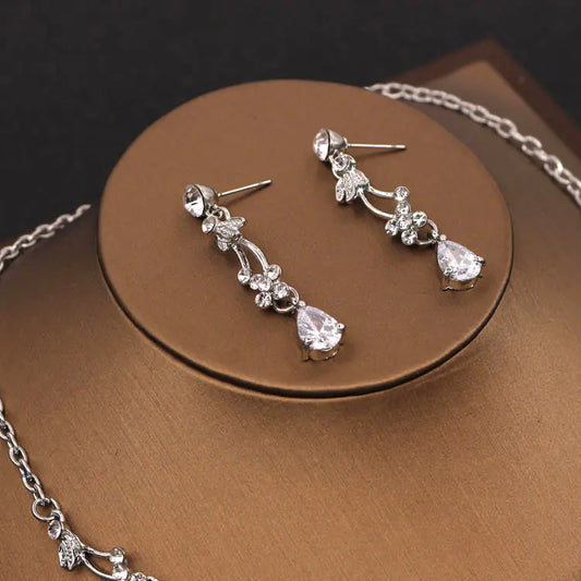 Bride Necklace and Earrings Set with Zircon