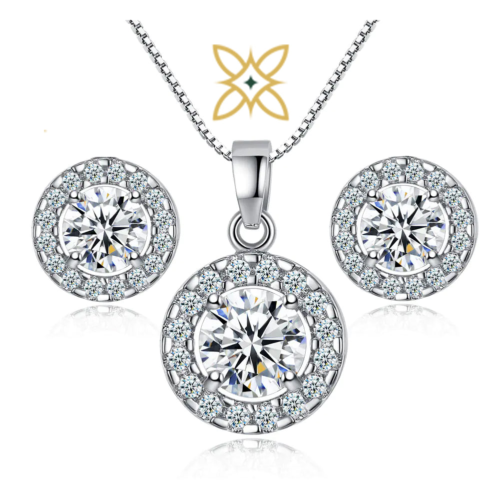 Fashion Jewelry Set with Zircon Necklace and Earrings