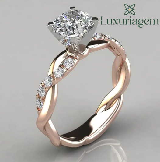 Rose Gold Plated Diamond Engagement Ring
