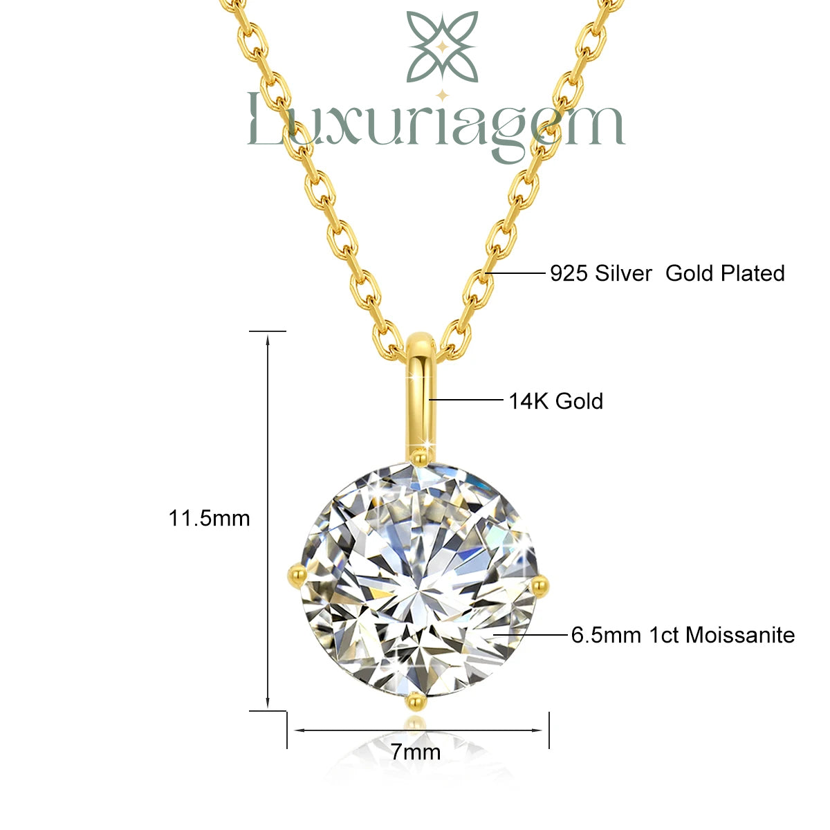 Aurielle 14K Gold Moissanite Necklace