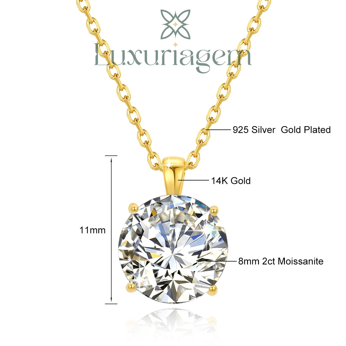 Aurielle 14K Gold Moissanite Necklace