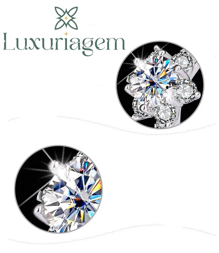 S925 Sterling Silver Ring with Moissanite Gemstone