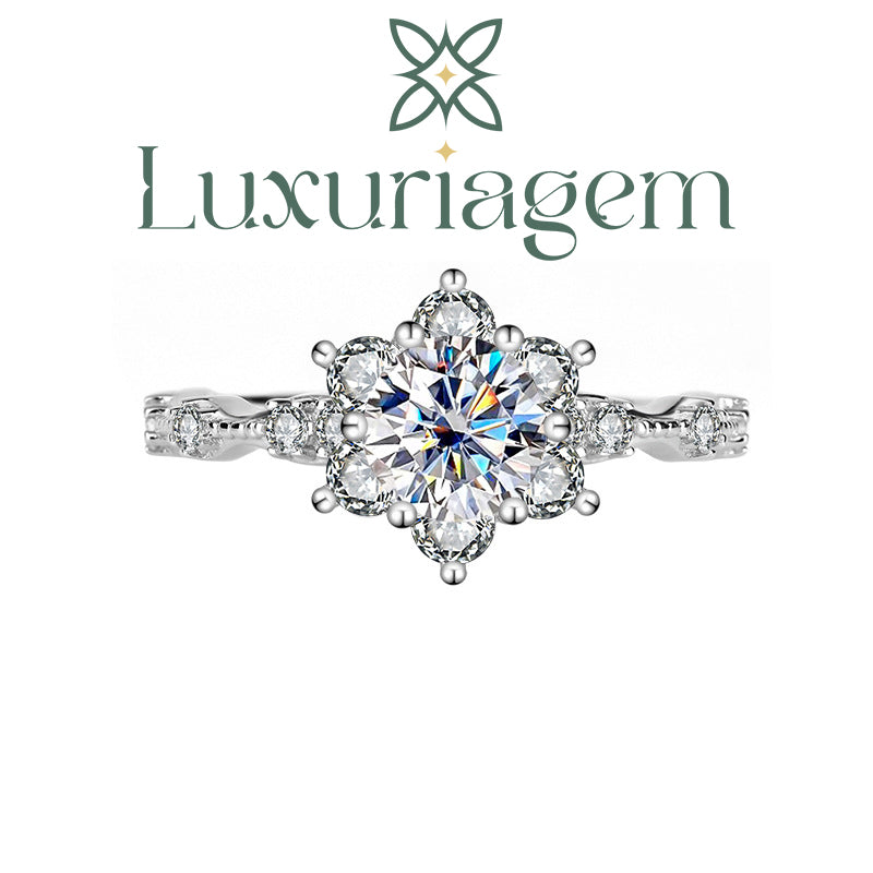 S925 Sterling Silver Ring with Moissanite Gemstone