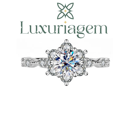 S925 Sterling Silver Ring with Moissanite Gemstone