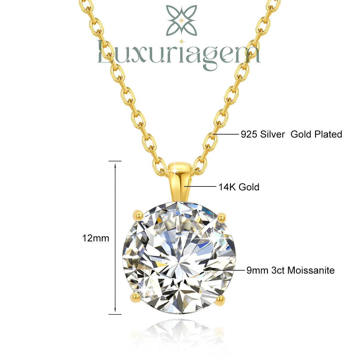 Aurielle 14K Gold Moissanite Necklace