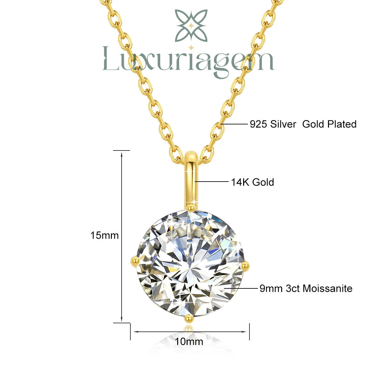 Aurielle 14K Gold Moissanite Necklace