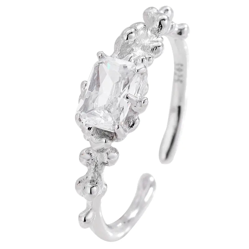 S925 Silver Open Ring with Irregular Texture