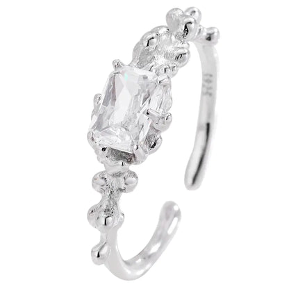 S925 Silver Open Ring with Irregular Texture