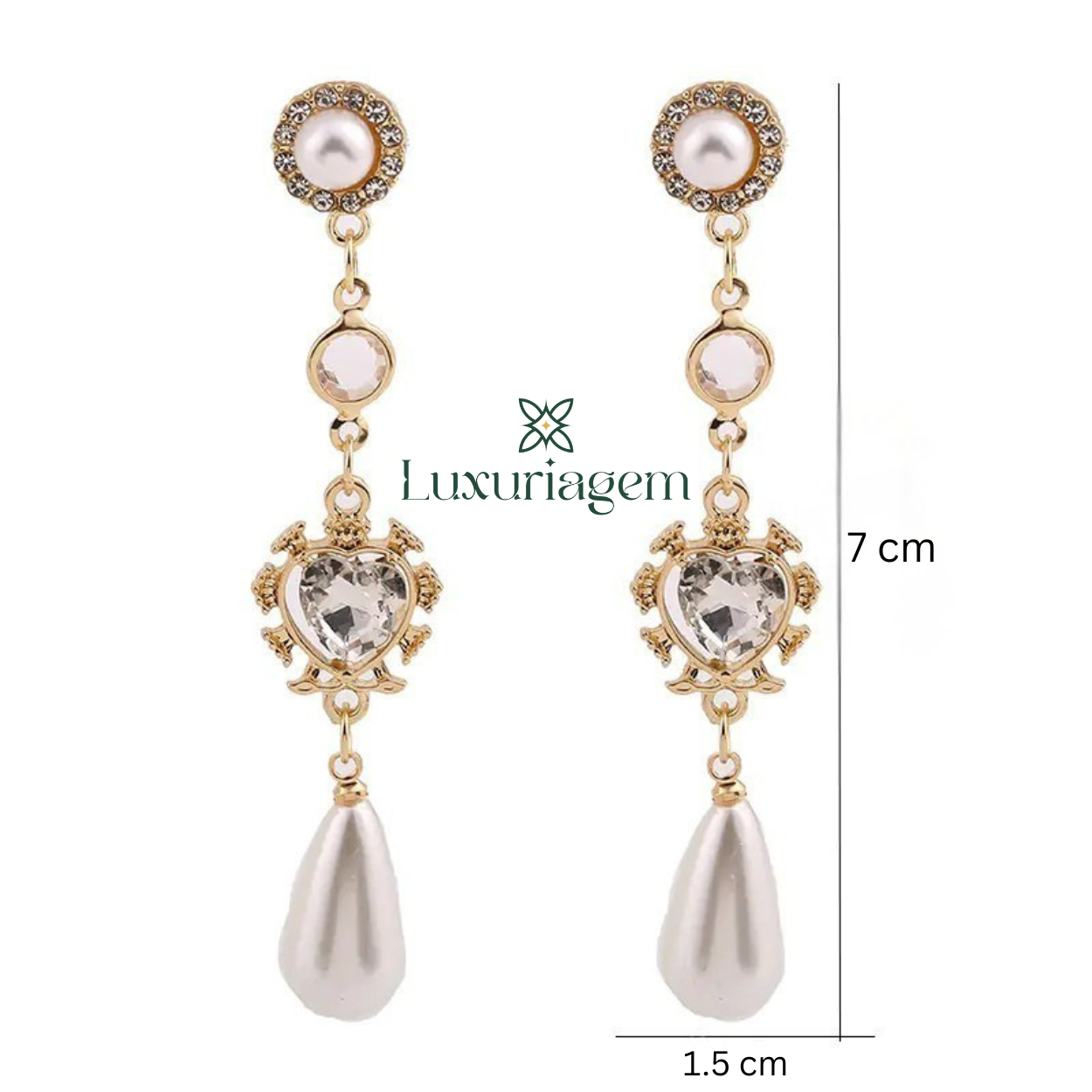925 Silver Heart Pearl Earrings with Zircon