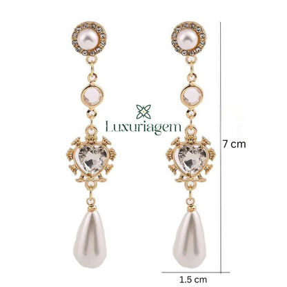 925 Silver Heart Pearl Earrings with Zircon