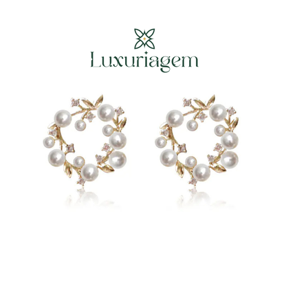 925 Silver Flower Pearl Wrap Earrings