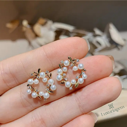 925 Silver Flower Pearl Wrap Earrings