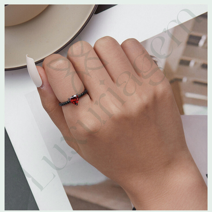 Sterling Silver S925 Dark Night Heart-shaped Ring