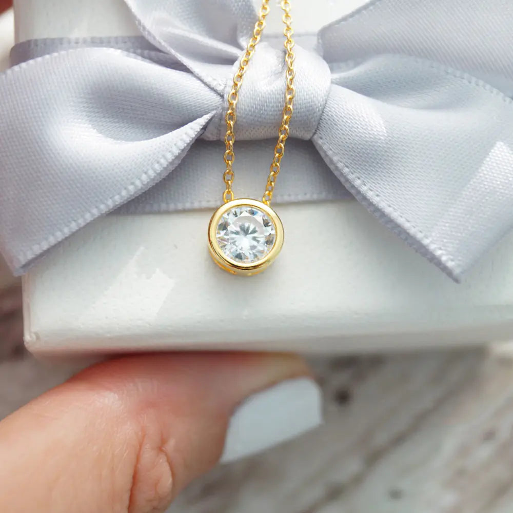 Minimalist Gold Plated Single Zirconia Necklace