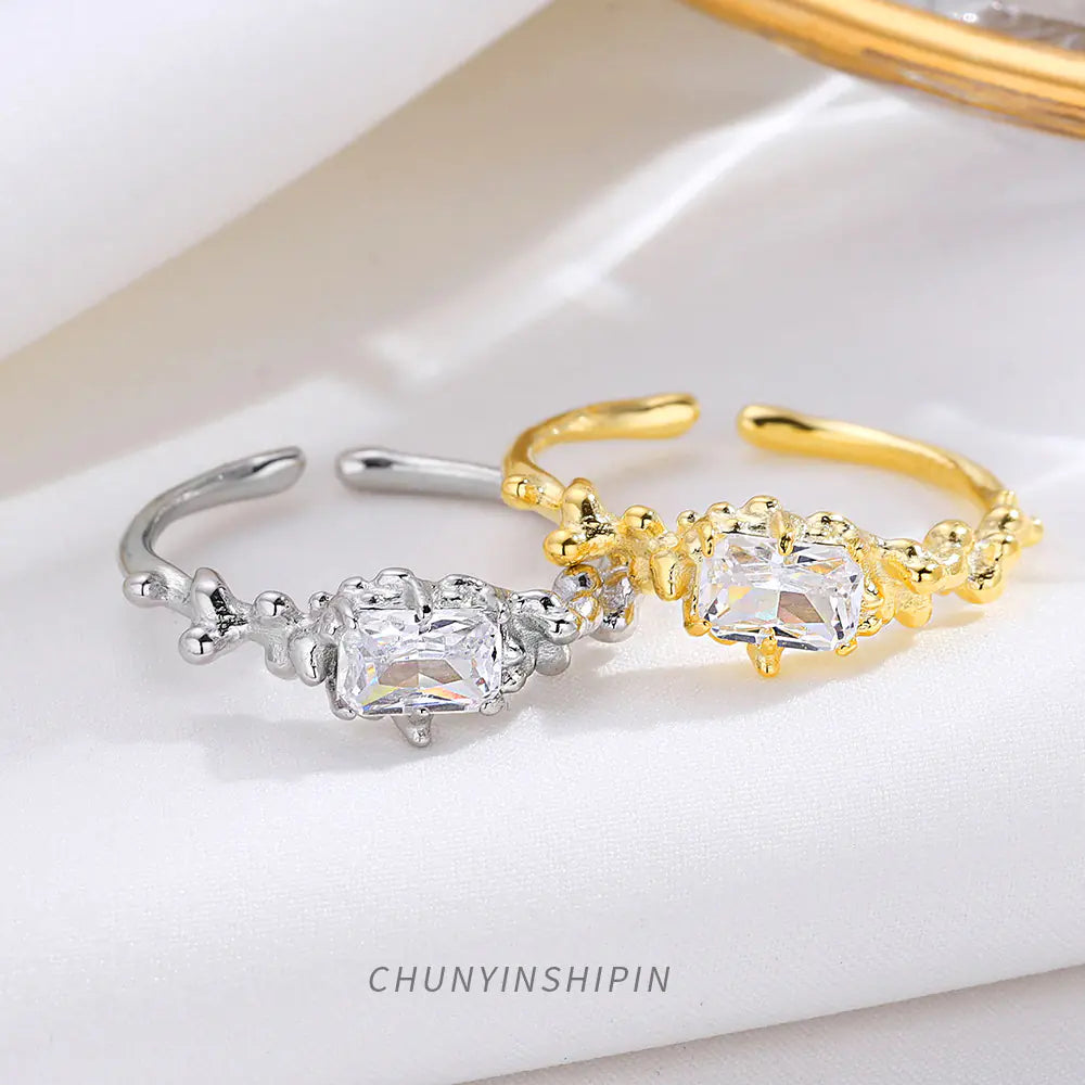 S925 Silver Open Ring with Irregular Texture