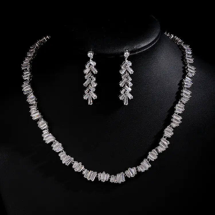 Minimalist 3A Zircon Necklace and Earring Set