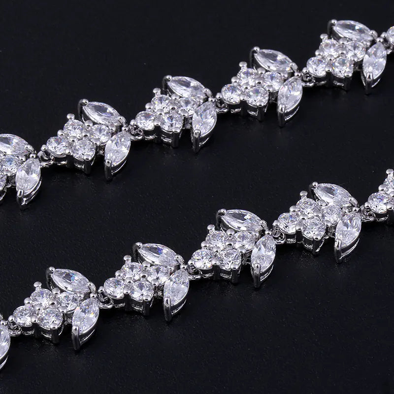 Fashion Bride Jewelry Set with Zircon Necklace and Earrings