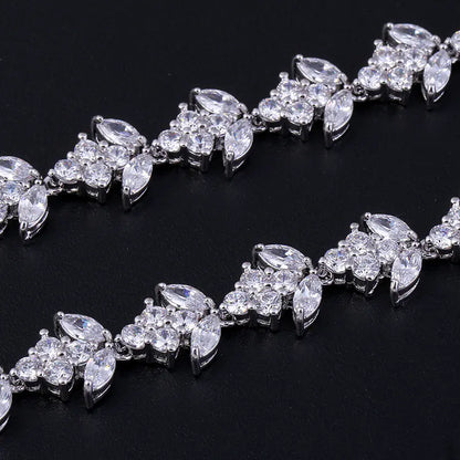 Fashion Bride Jewelry Set with Zircon Necklace and Earrings