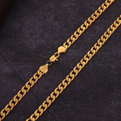 Unisex 18K Gold Plated Cuban Chain Necklace