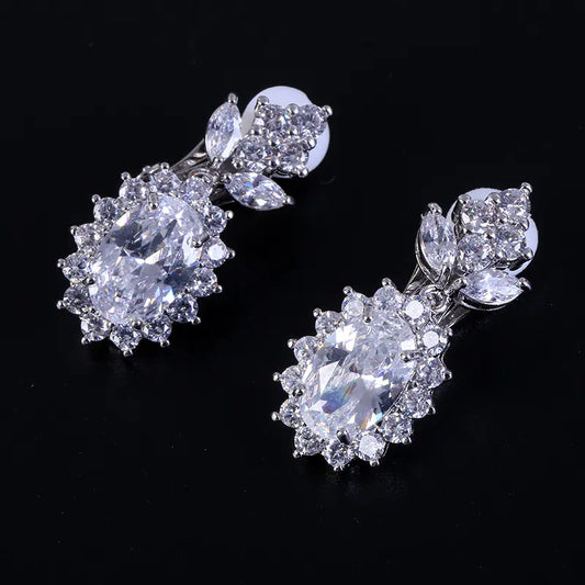 Fashion Bride Jewelry Set with Zircon Necklace and Earrings