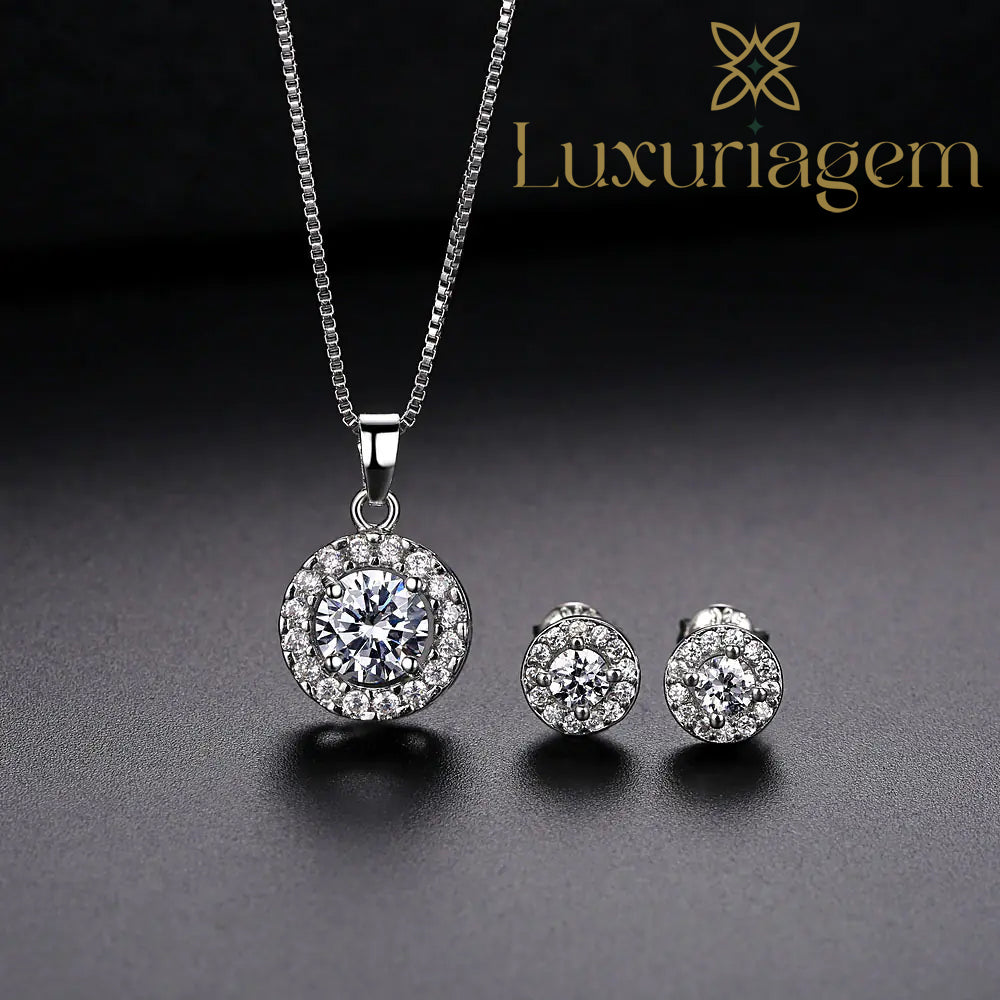 Fashion Jewelry Set with Zircon Necklace and Earrings