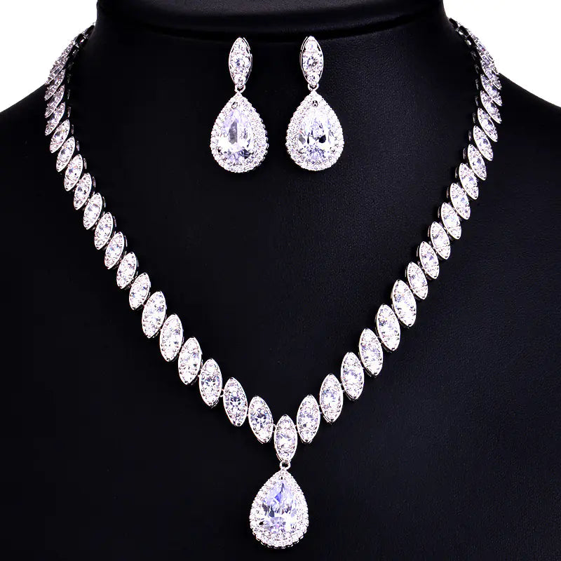 Bridal Jewelry Set - Korean Style Necklace and Earrings