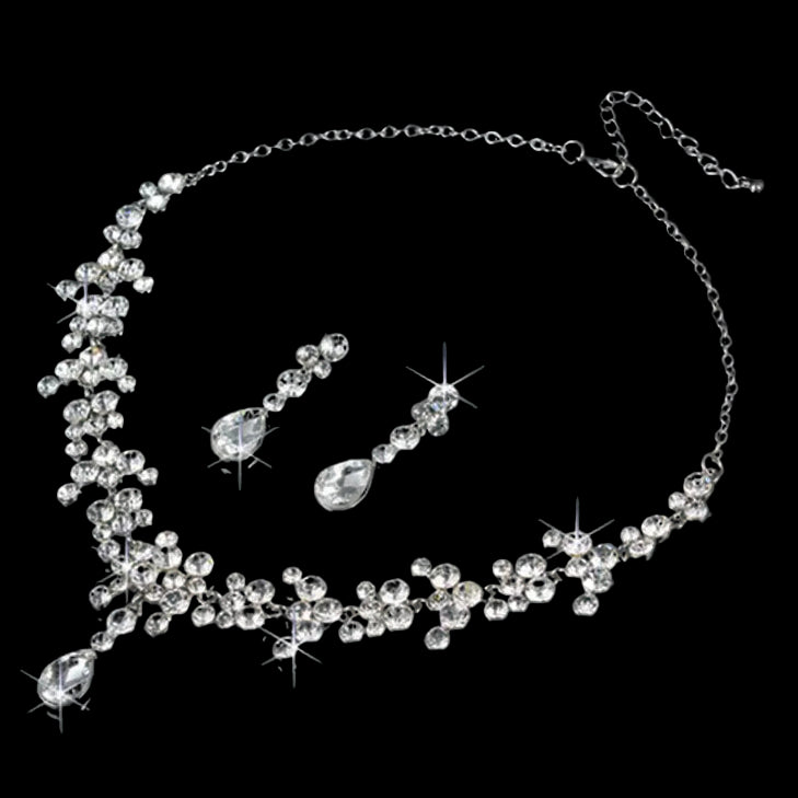 Necklace and Earrings Bridal Set with Rhinestone
