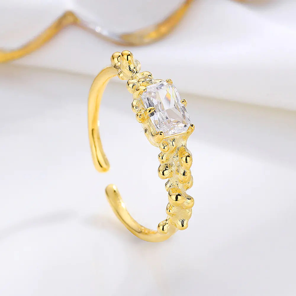 S925 Silver Open Ring with Irregular Texture