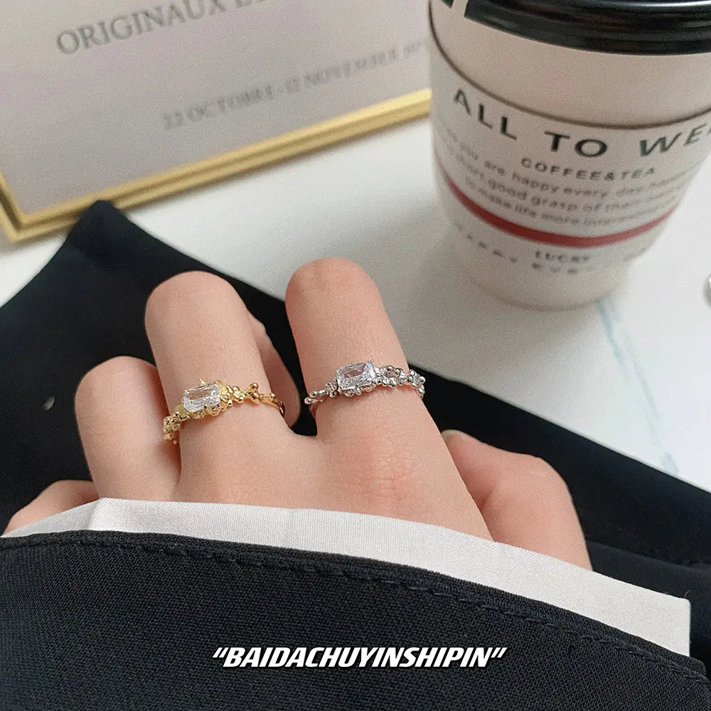 S925 Silver Open Ring with Irregular Texture