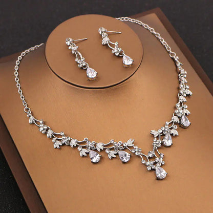 Bride Necklace and Earrings Set with Zircon