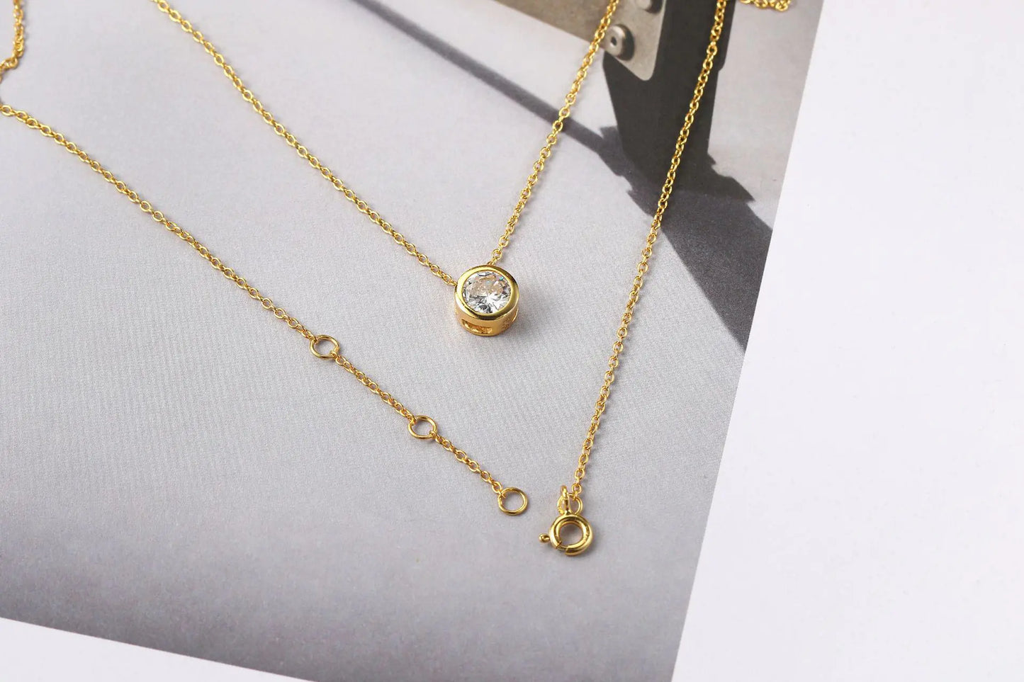 Minimalist Gold Plated Single Zirconia Necklace