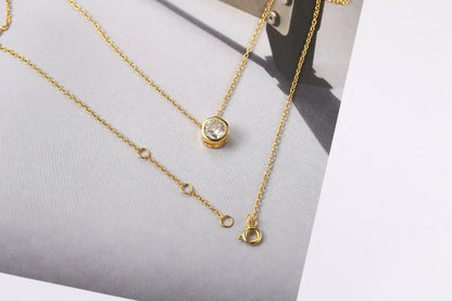 Minimalist Gold Plated Single Zirconia Necklace