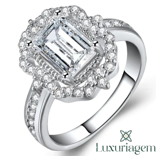 Rose Gold Zircon Princess Ring with Square Diamond