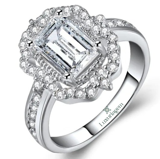 Rose Gold Zircon Princess Ring with Square Diamond