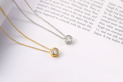 Minimalist Gold Plated Single Zirconia Necklace