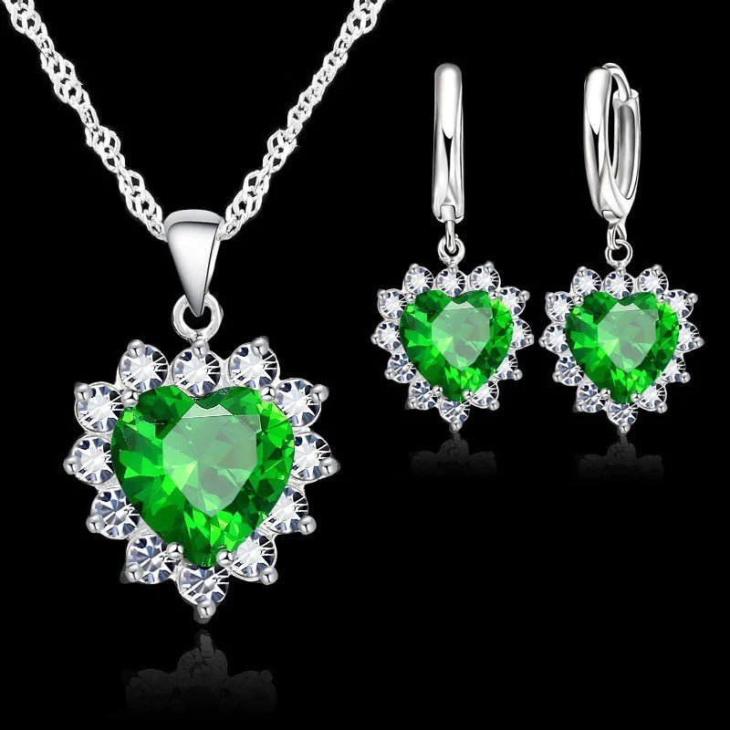 Heart-shaped earrings necklace jewelry set