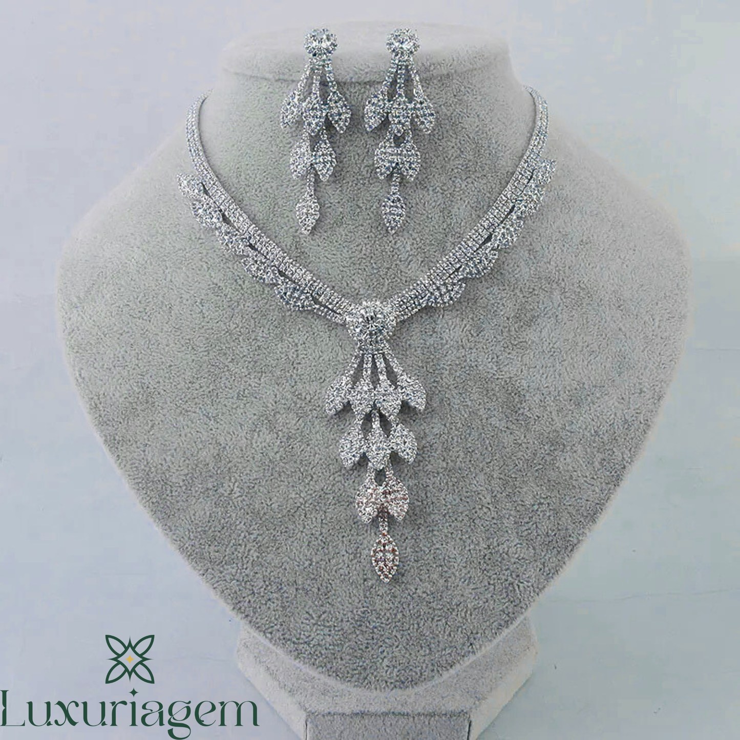 Rhinestone Necklace and Earring Set