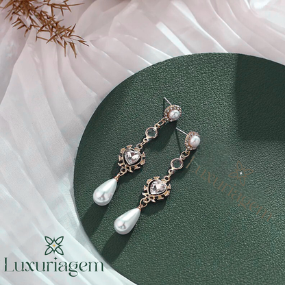 925 Silver Heart Pearl Earrings with Zircon