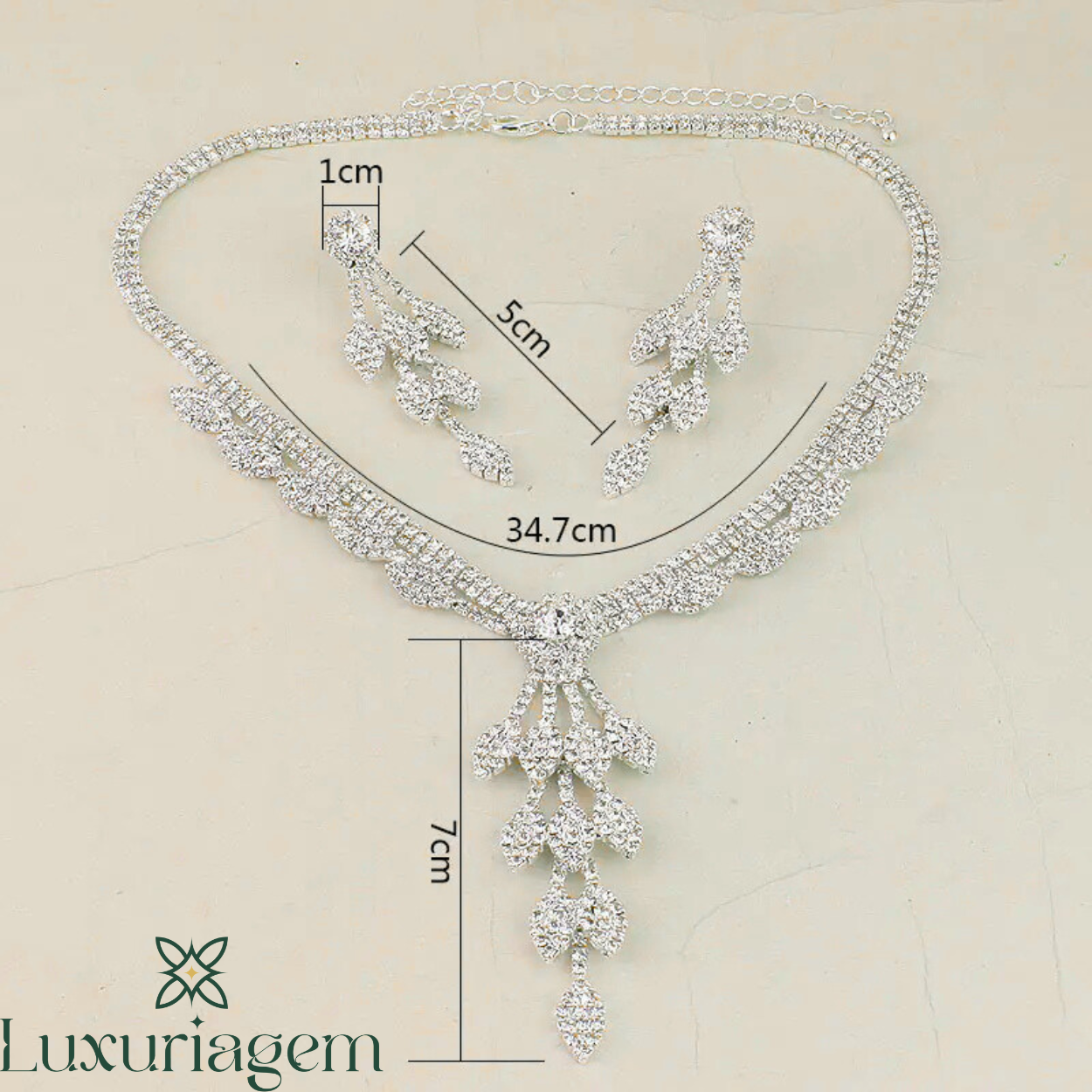 Rhinestone Necklace and Earring Set