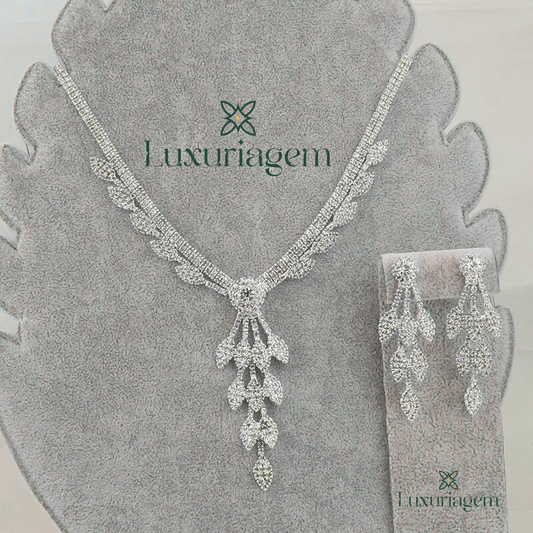 Rhinestone Necklace and Earring Set