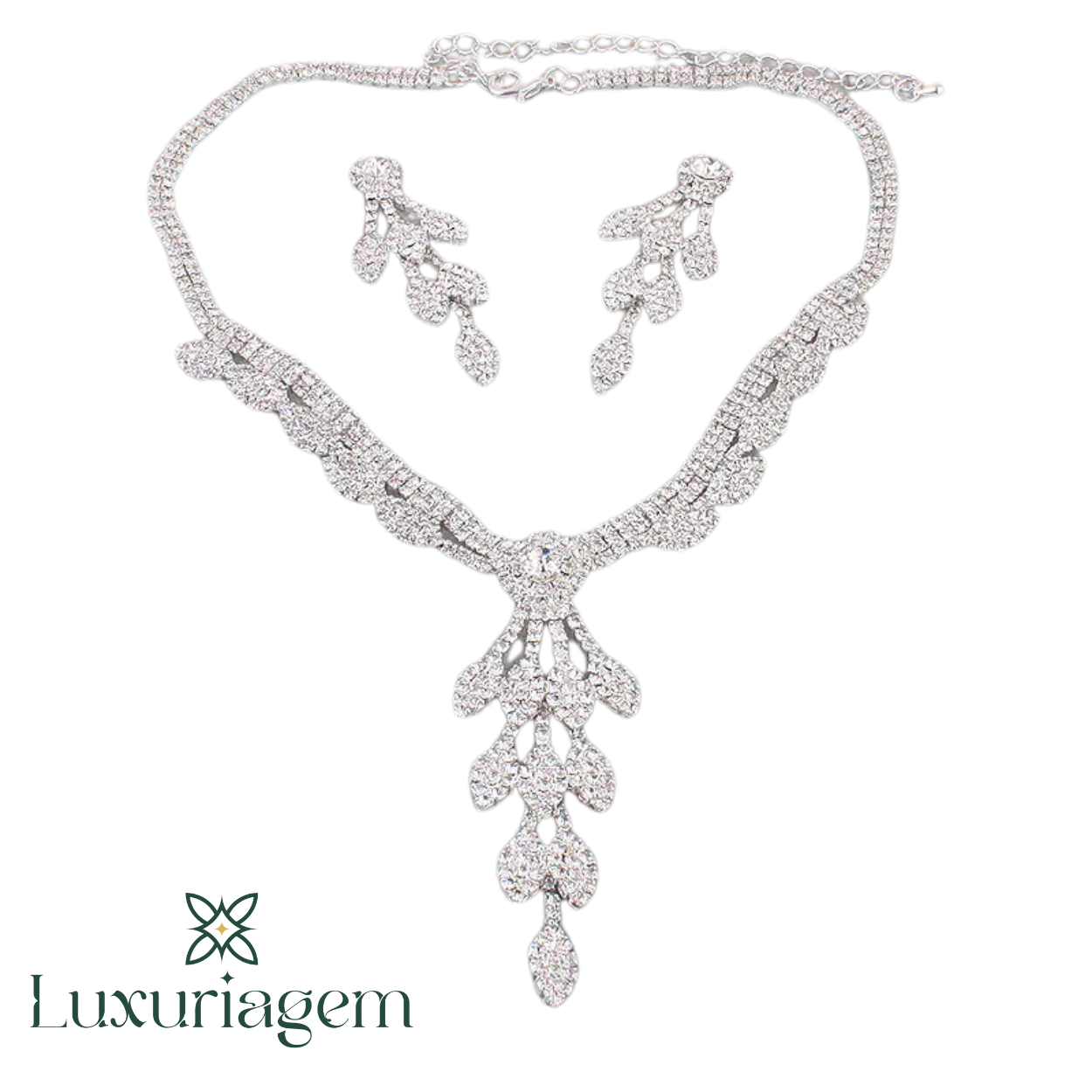 Rhinestone Necklace and Earring Set