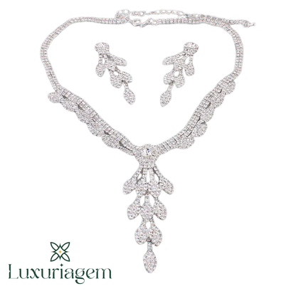 Rhinestone Necklace and Earring Set