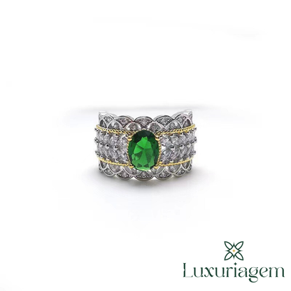 Emerald Big Diamond Hollow Out Zircon Ring