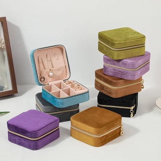 Velvet Travel Jewelry Box Organizer