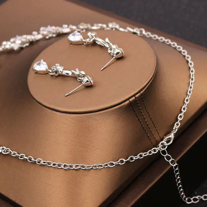 Bride Necklace and Earrings Set with Zircon
